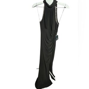 Adrianna Papell Black Draped Backless Dress